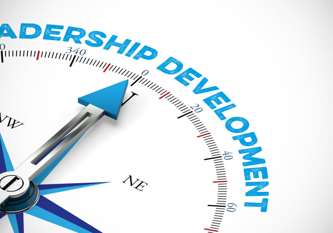 Leadership Development concept with arrow of compass (3D Rendering)